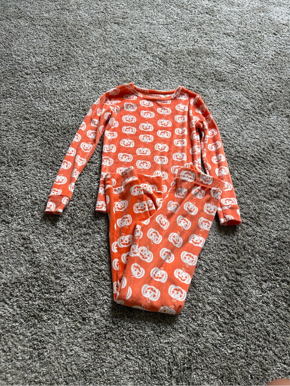 Kids Orange Pumpkin Print Pajama Set
